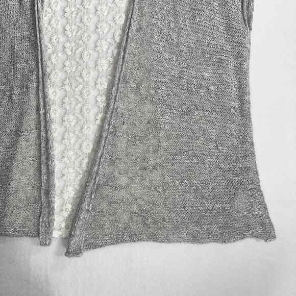 Abercrombie Kids Gray Knit Open Front Cardigan/Vest Lace Back Floral Size XL - Picture 5 of 12